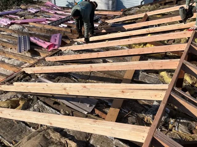 Damaged roof before replacement