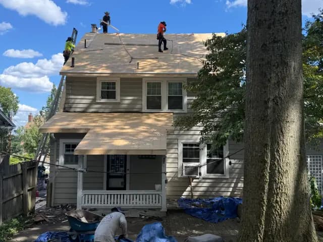Roof repair in progress