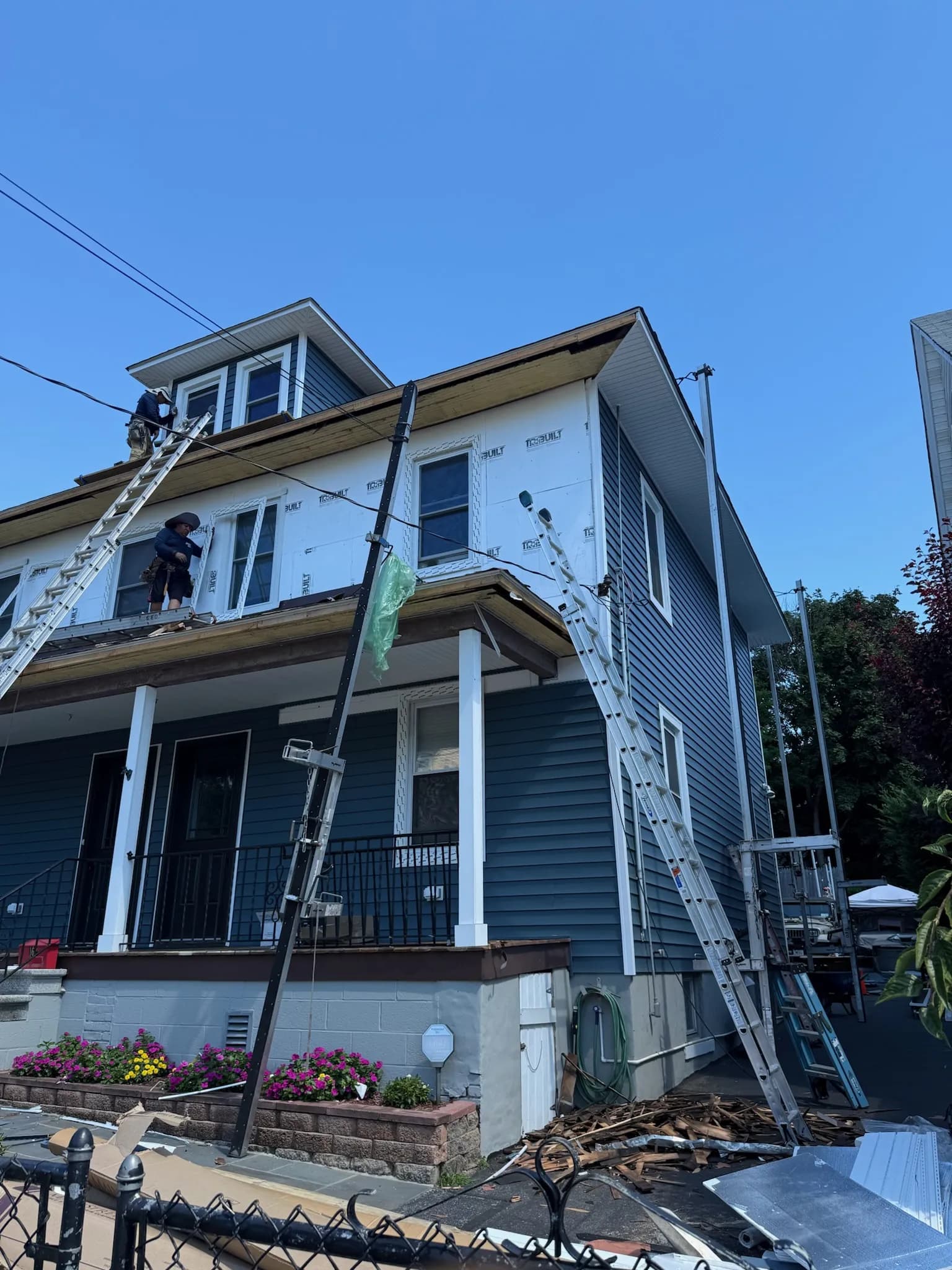 New siding installation project