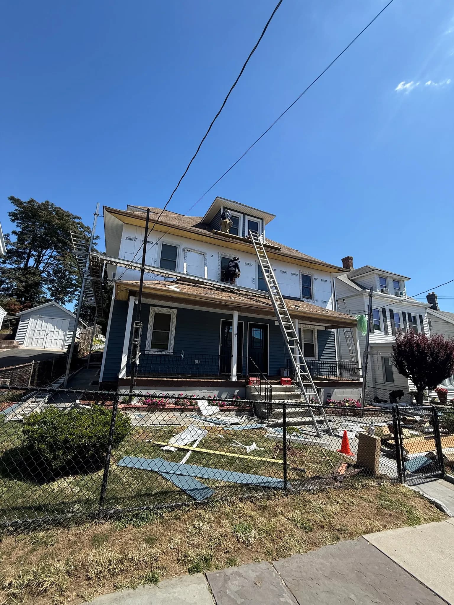 New vinyl siding after installation